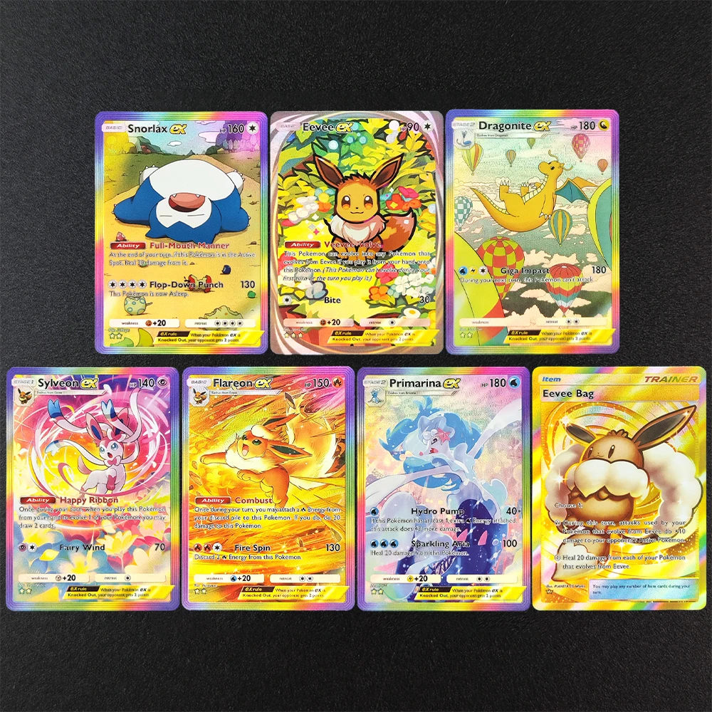 Self Made TCG Pocket Eevee Grove Card Snorlax Dragonite Sylveon Flareon  Primarina ex Eevee Bag Hobby Collection Flash Card Toy - AliExpress 26