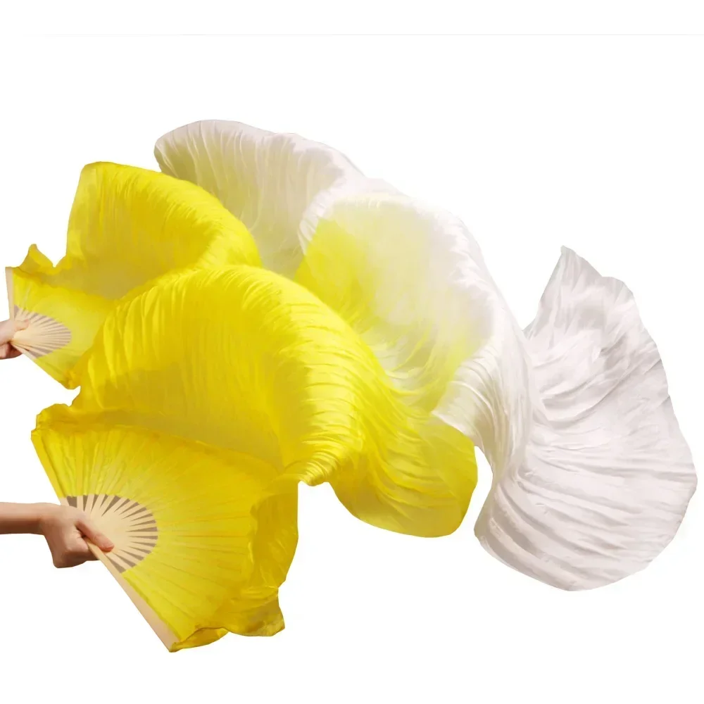 Hot Selling Handmade Women Dance Fans High Quality Silk Belly Dance Fans 100% Silk Veils 1 Pair Left + Right 120/150/180*90cm