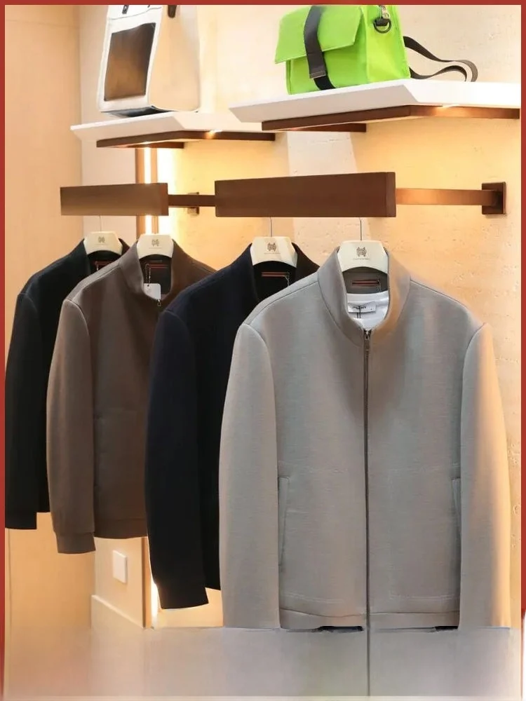 

Italian Luxury Wool Blend Men's Autumn Winter Knitted Jaet Casual Commute Faionable Ci Sle Zipper Decorated Long Sve
