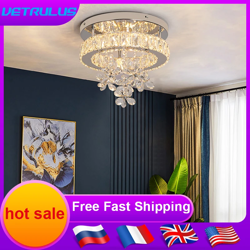 

Modern Pendant Light Luxury Crystal LED Ceiling Lamp Living Dining Room Decor Chandelier Hanging Fixtures Plafonnier Luminaire