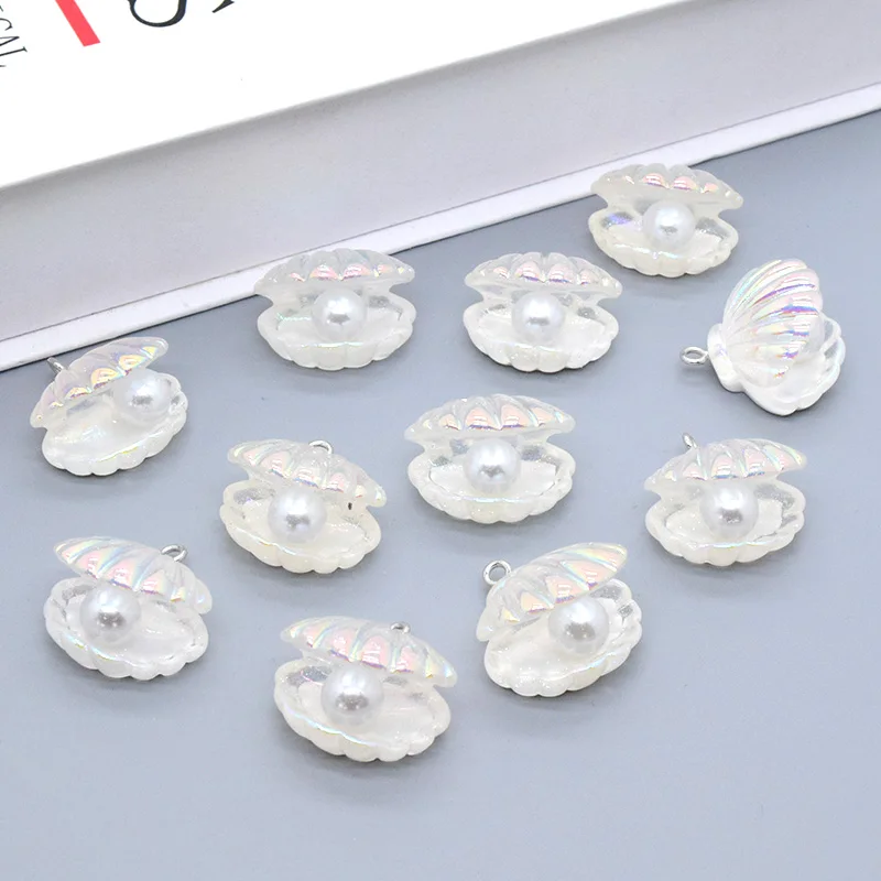 10pcs 3D Small White Shell Resin Charms Cute Ocean Pendant For Earring Keychains Diy Jewelry Make