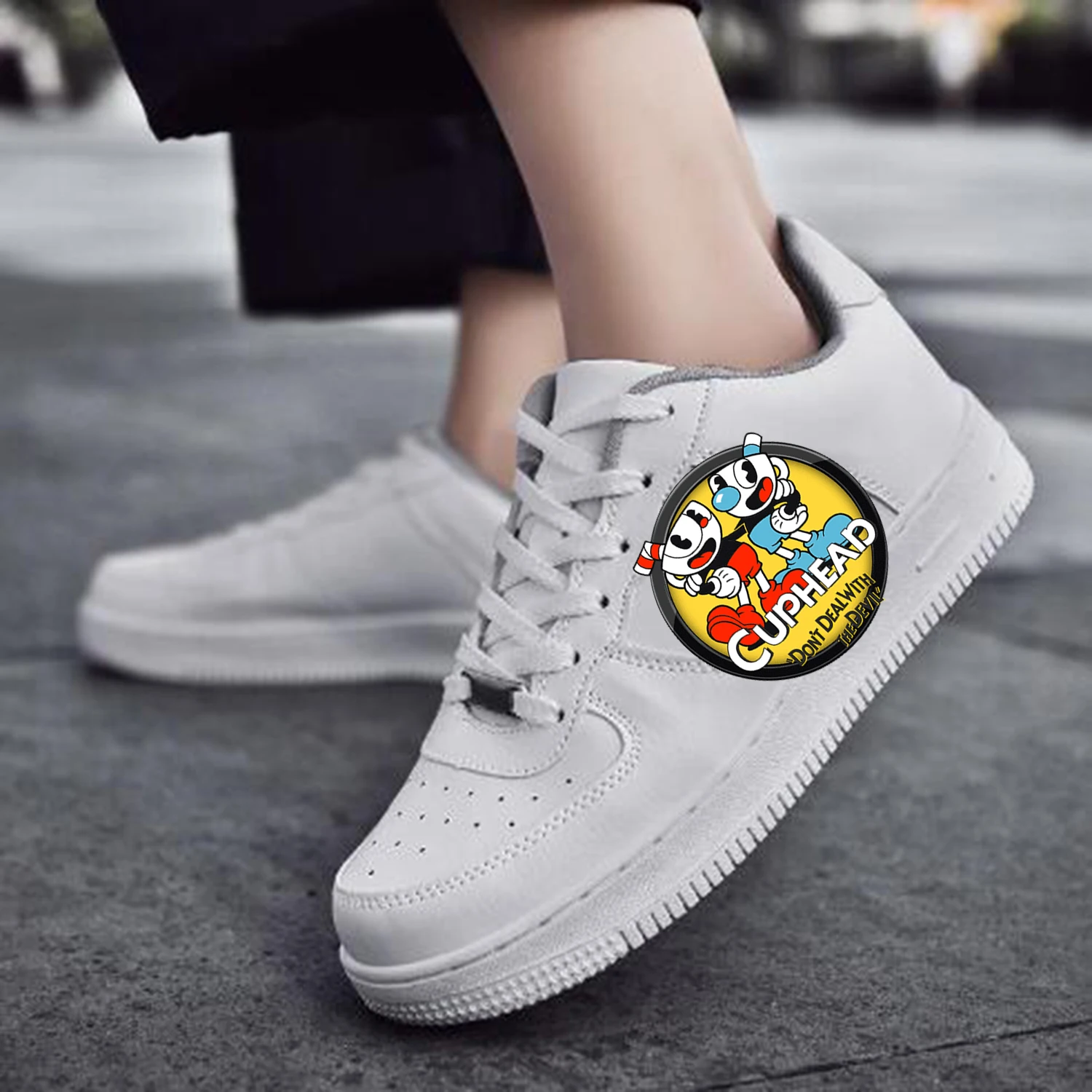 

Cupheads Mugmans Game AF Basketball Mens Womens Sports Running High Quality Flats Force Sneakers Lace Up Mesh Custom Made Shoe