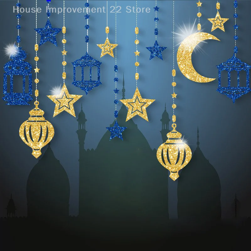 Ramadan Medio Oriente Festival Decorazione per feste a tema Stella Luna Ciondolo Luna Festival Atmosfera Layout Tirare ciondolo fiore