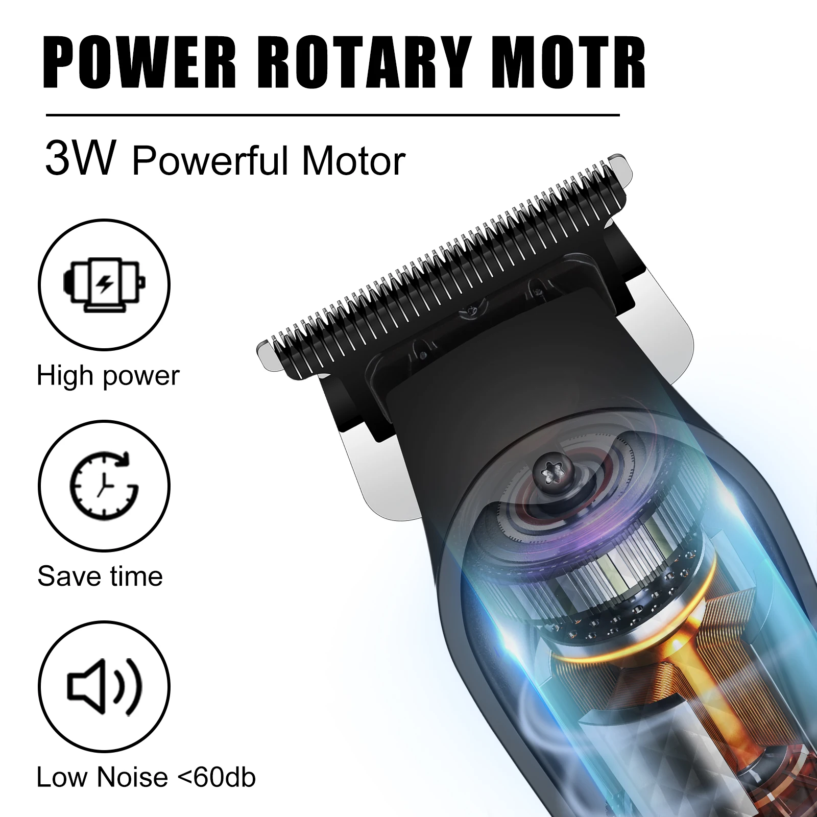 ชาร์จตัดผม Professional Hair Clippers ไฟฟ้า Beard Clipper เครื่องโกนหนวดชายแบบชาร์จไฟได้ผม Trimmer