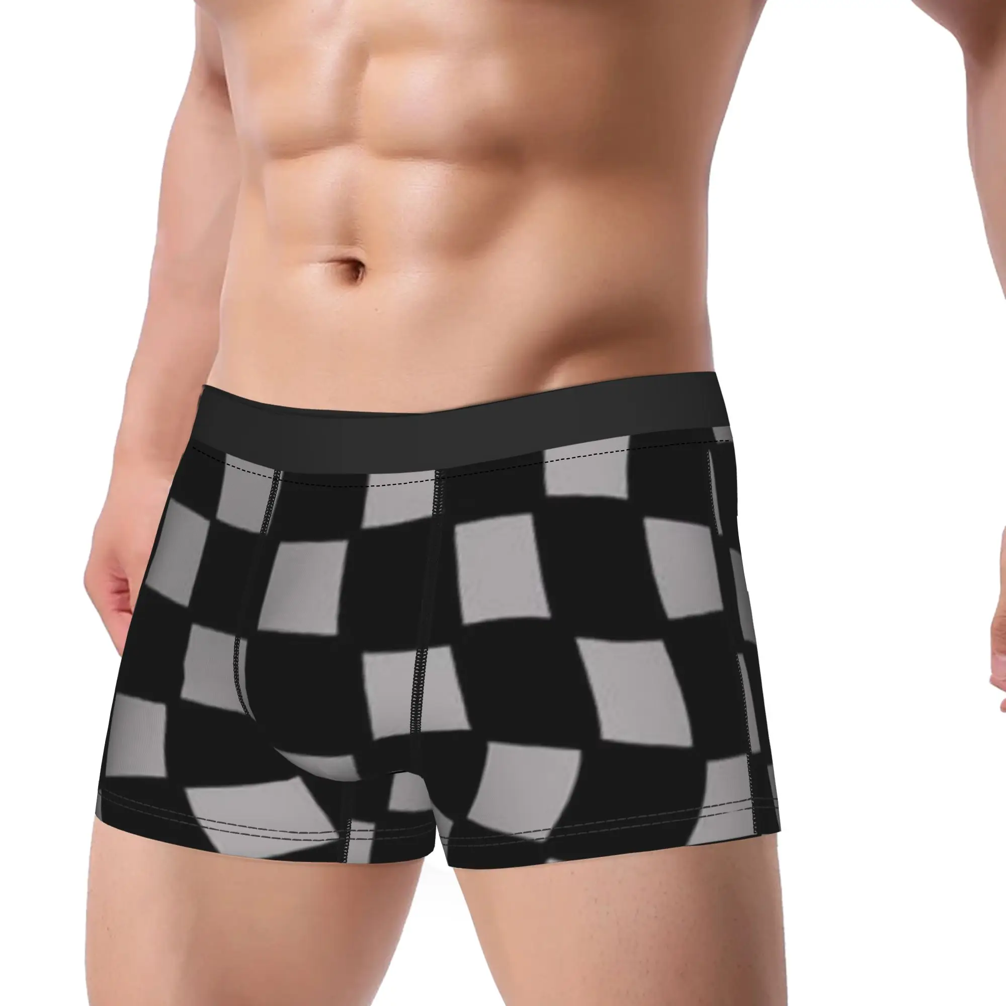 Check Pattern (4) Checkerboard Underpants Breathbale Panties Man Underwear Ventilate Shorts Boxer Briefs