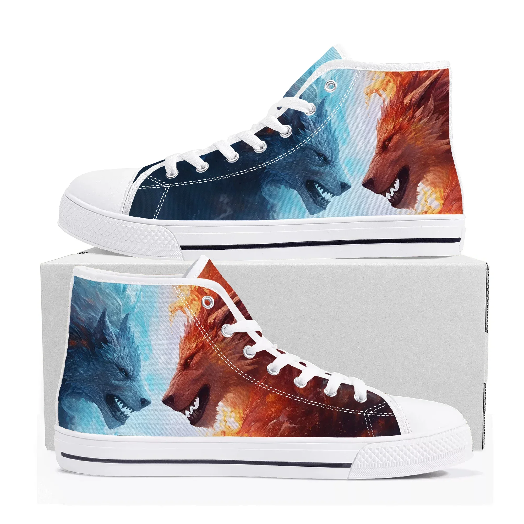 

Кроссовки Wolf Shoes High Top: мужские, женские, подростковые, высококачественные, с принтом животных, парные, повседневные, на заказ