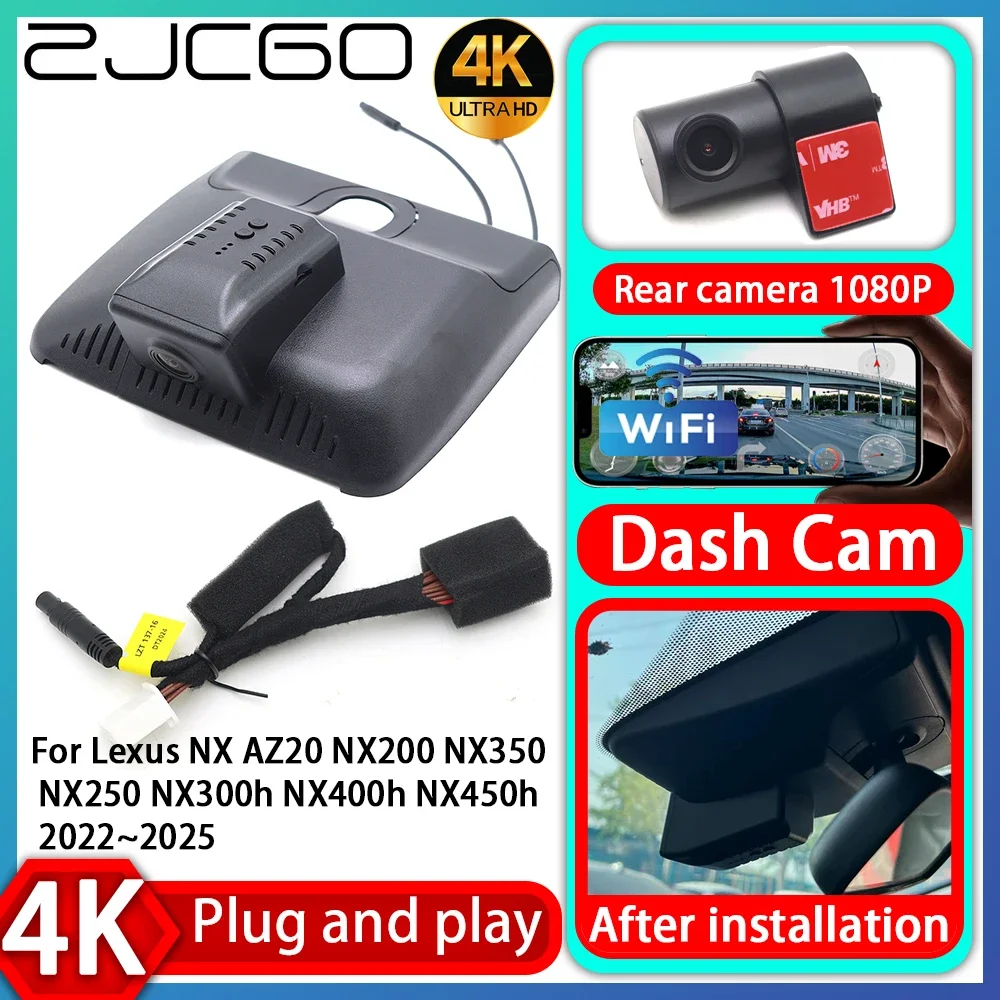 ZJCGO UHD 4K 2160P Plug and Play DVR Dash Cam Video Recorder For Lexus NX AZ20 NX200 NX350 NX250 NX300h NX400h NX450h 2022~2025