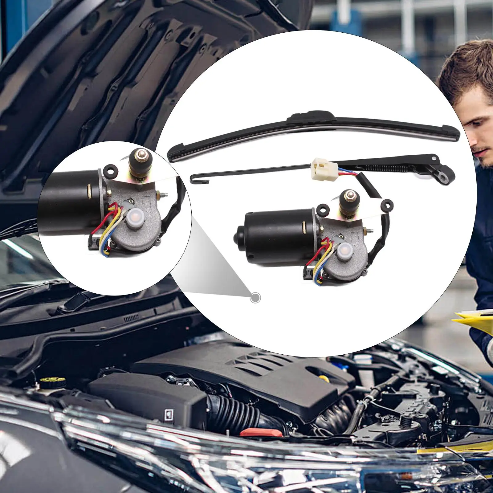 

Sturdy Metal Universal 12V Windscreen Wiper Kit with Silent Motor for UTV Flat Boat Tractor Application