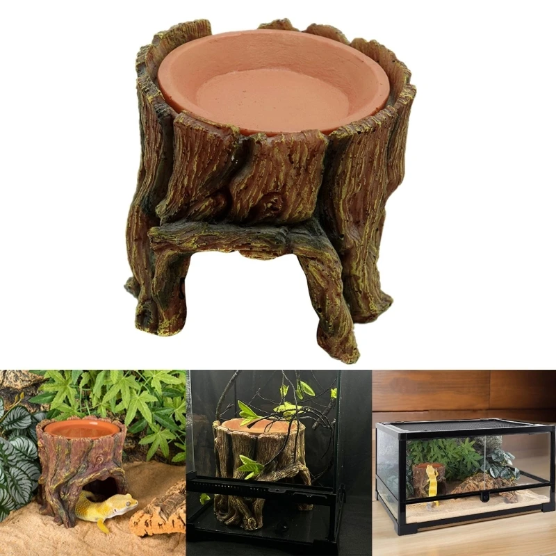 

Reptiles Hideouts Cave Water Feeders Feeding Dish for Lizards Hide Rest Breed Feeding Reptiles Waterer Feeding Supplies