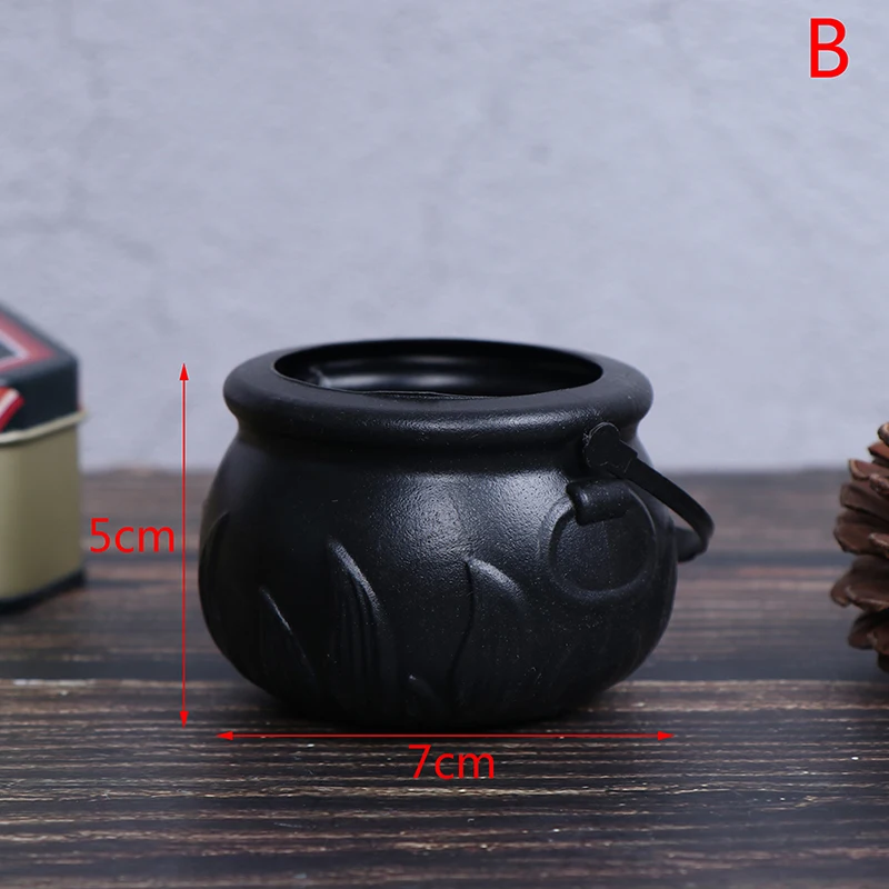 Halloween Candy Pot Halloween Cauldron Novelty Halloween Bucket Ornament Skull Witch Toy Halloween Party Decoration Props