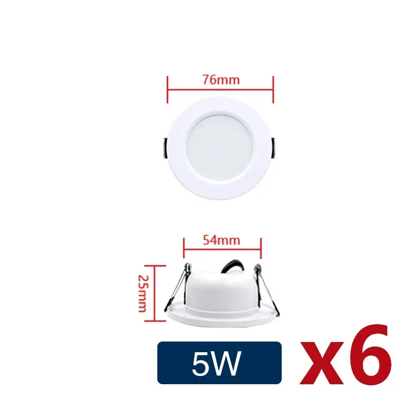 6Pcs LED Downlight AC110V 220V DC12V 24V Einbau Runde Decke Unten Licht Innen Schlafzimmer für Home Decor beleuchtung LED Spot Lampe