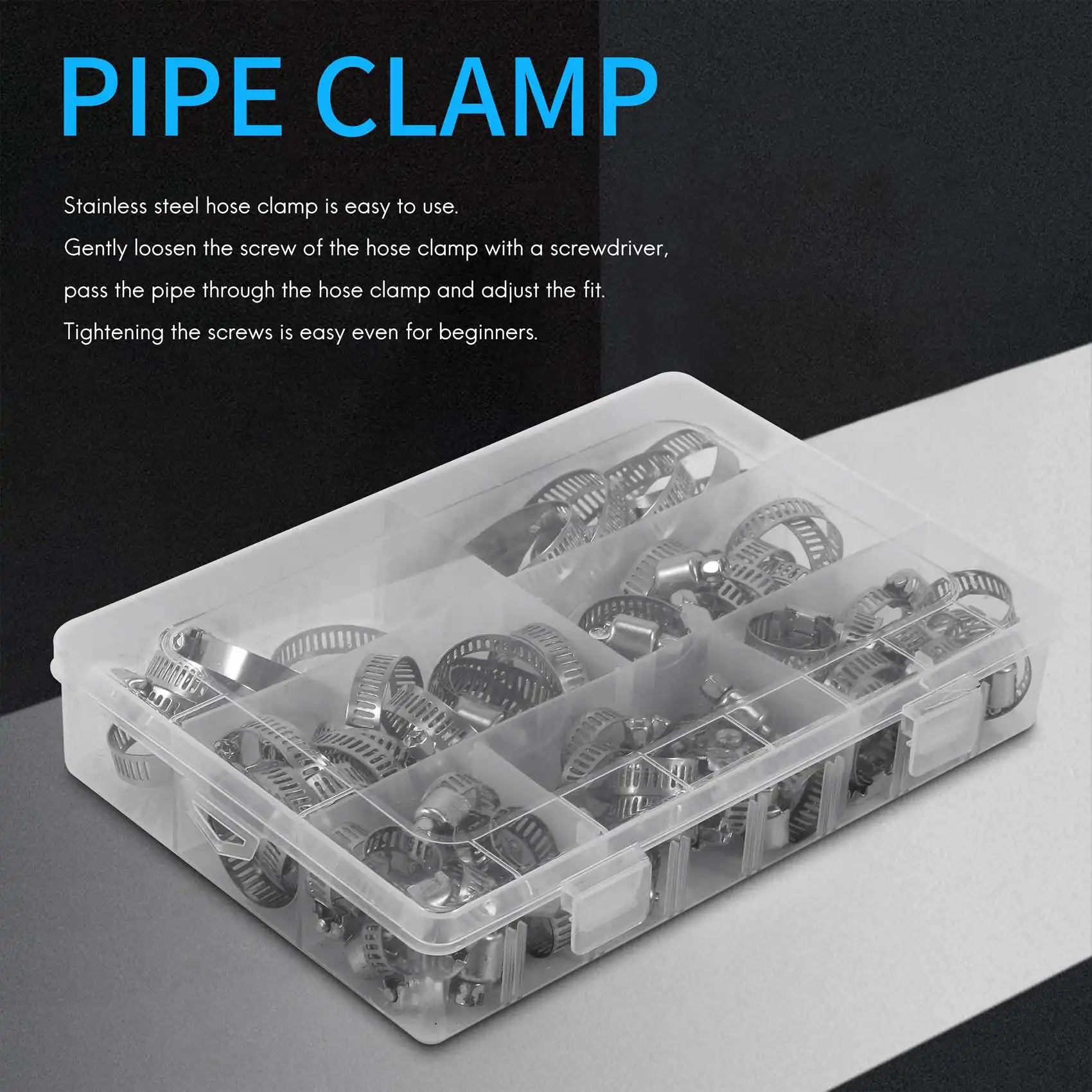 71 Pcs Hose Clamps Set Stainless Steel Adjustable Pipe Clamps 8-38mm Hose Clamps for Fuel Pump House Gas Pipe