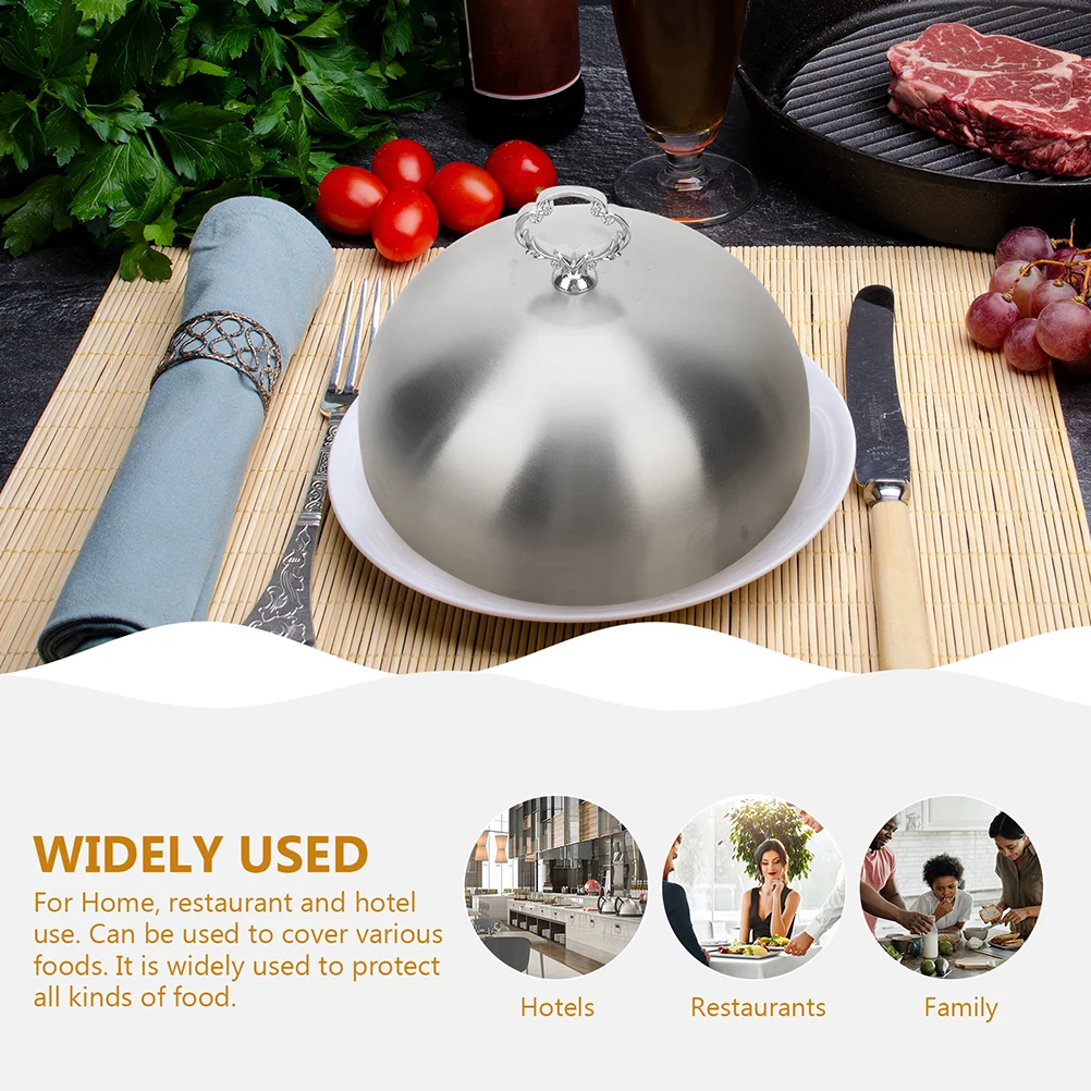 

Stainless Steel Steak Cover Teppanyaki Food Lid for Griddle Warmer Basting Dome Grill Grease Guard Shield Serving Platter Metal