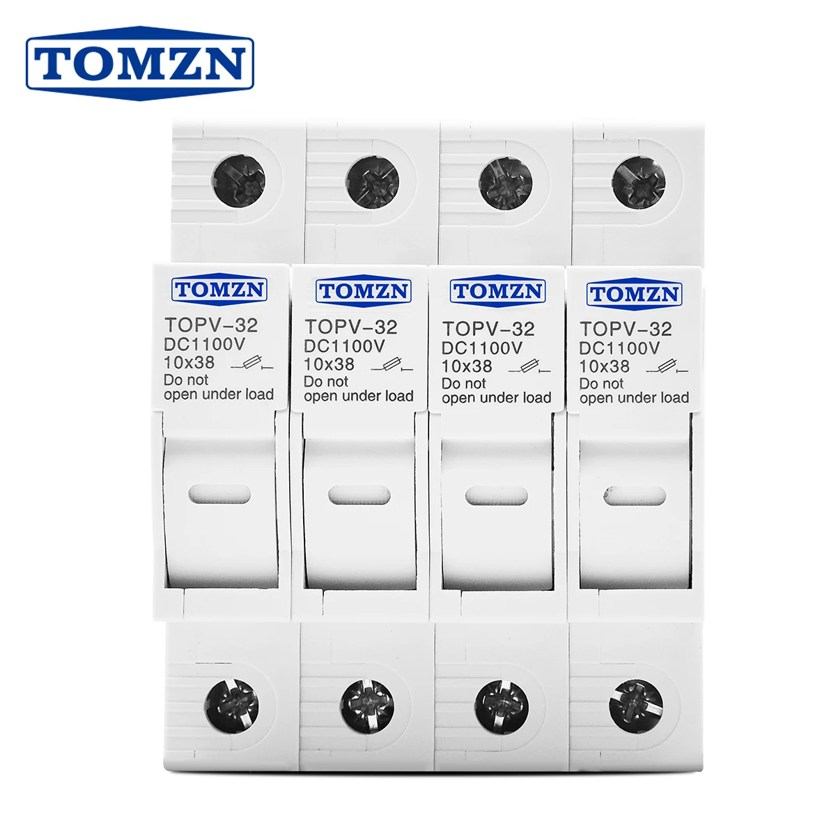

TOMZN 4P 1100V DC Fuse Holder 10*38mm High Voltage Solar PV TOPV-32 Base Photovoltaic System Protection Protector gPV