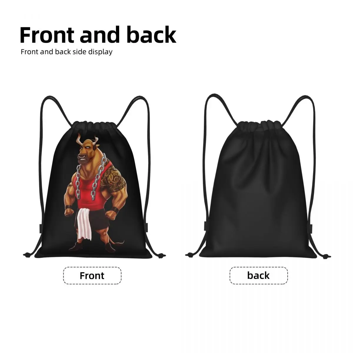 Custom Dwayne The Rock Johnson Bull Drawstring Bag Women Men Lightweight Sports Gym Storage Backpack