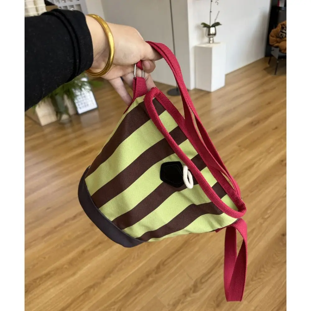 

Stripe Shoulder Bags New Canvas Y2k Bucket Bag Handbags Women