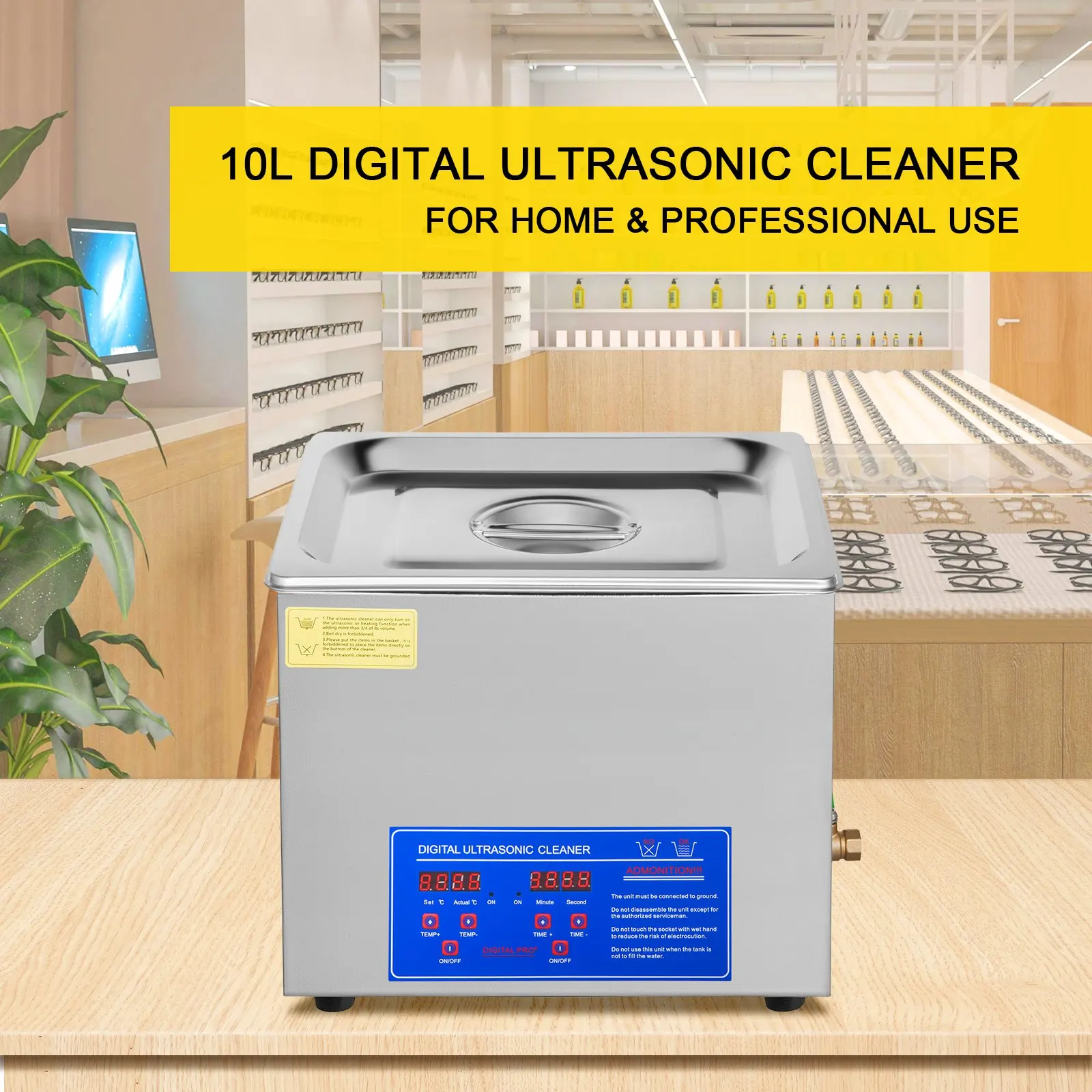 Professional Ultrasonic Cleaner 10L/2.5 Gal Digital Ultrasonic Cleaning Machine for Jewelry Dentures Small Parts