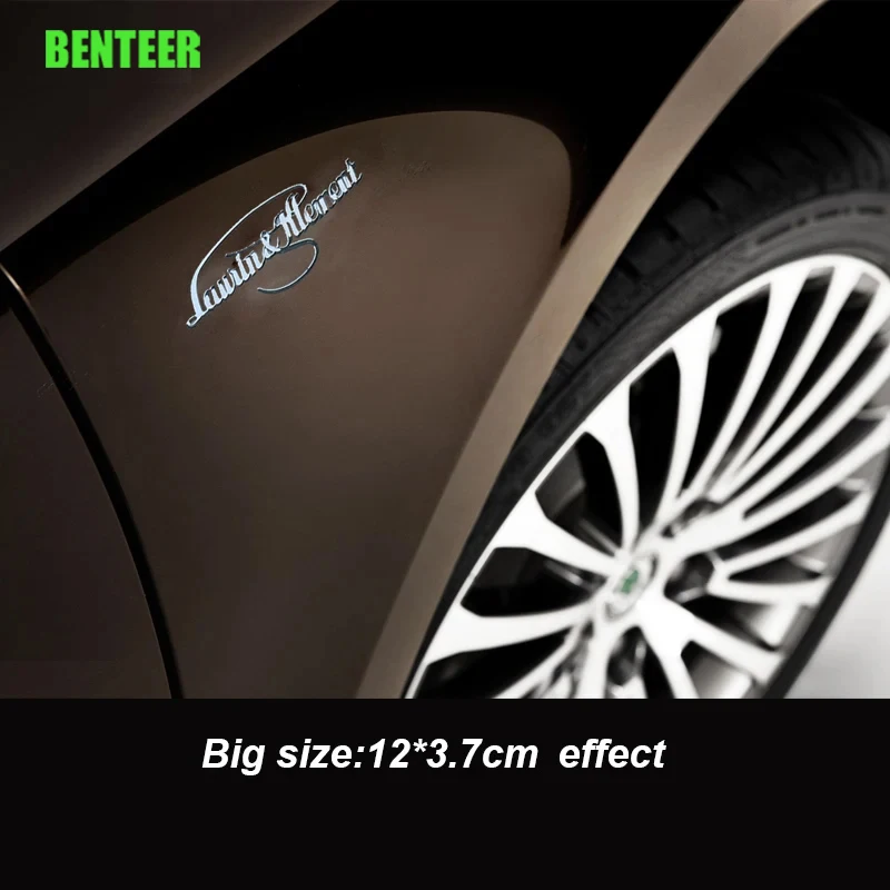 2Pcs Metal Laurin & Klement Car Sticker For Skoda Fabia Octavia Rapid Superb Yeti Kamiq Scala Karoq Auto Accessories