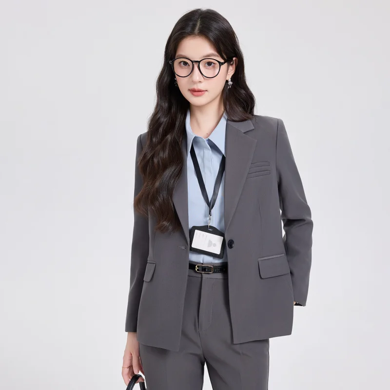 

Gray Women's Suit Set2025New Spring and Autumn Elegant High-End Professional Formal Workwear Suit Jacket