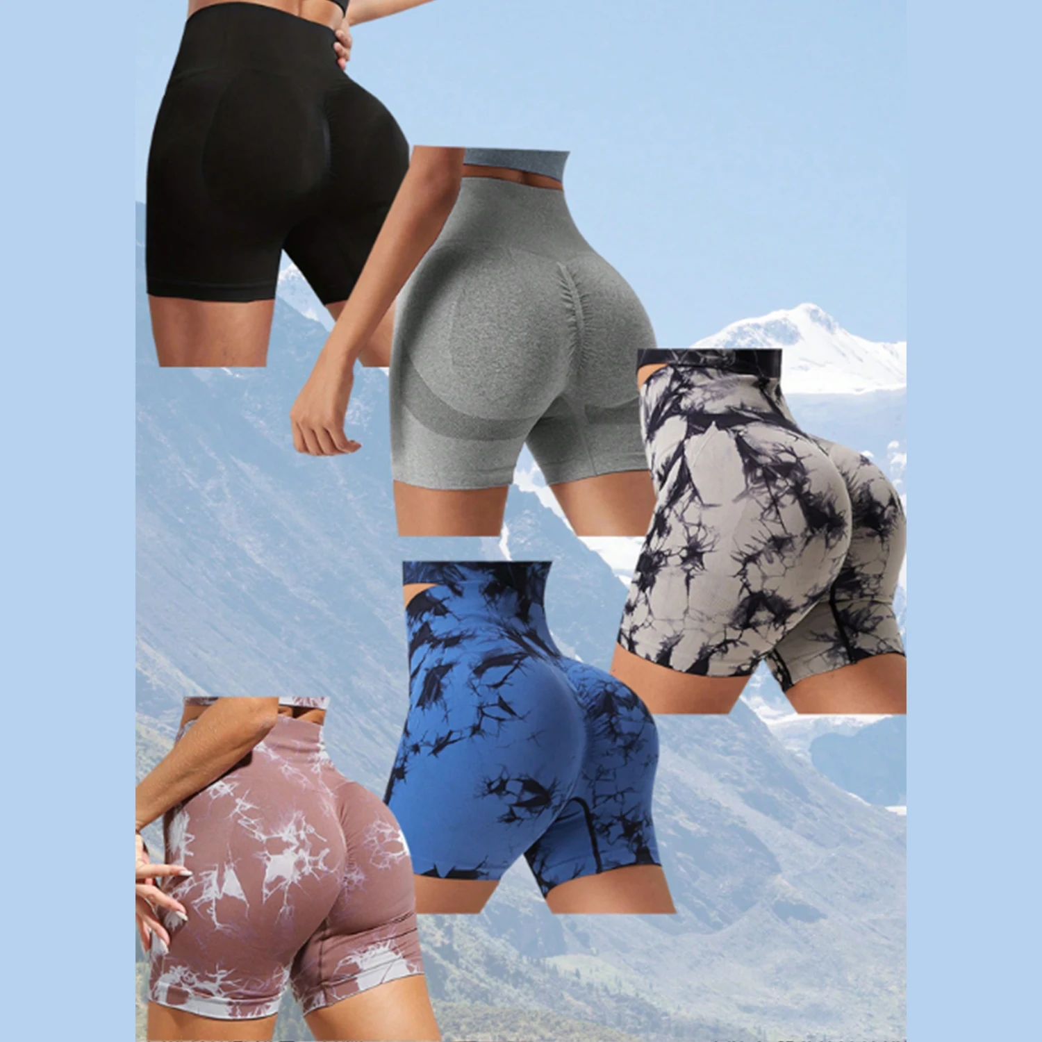 2024 Summer New Styles Tie Dye Shorts Woman Fitness Seamless Butt Lifting Shorts One Pieces Activewear Running Outdoors