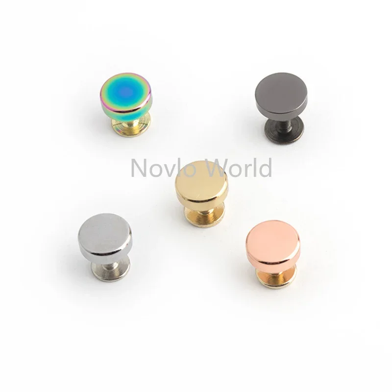 10-50pcs 7 colors 10mm high quality button round head rivet stud for shoes, DIY 100% copper gold metal screw rivet