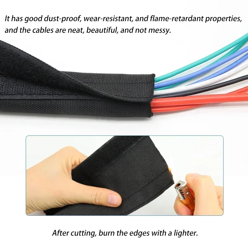 1~10m Self Adhesive PET Braided Sleeve Cable Wrap Sheath 16mm - 100mm High Temperature Nylon Harness Sleeves Wire Protector