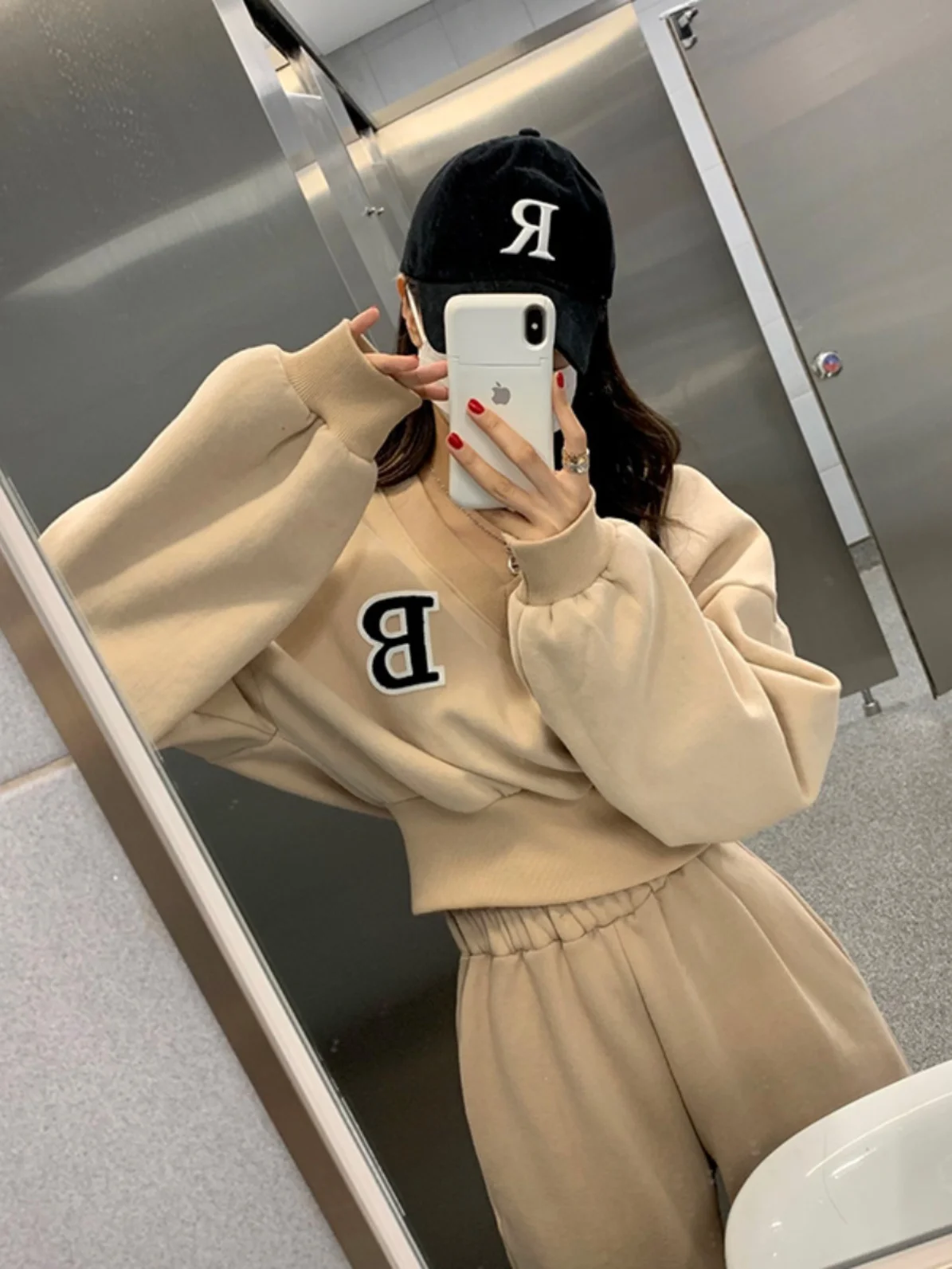 

Толстовка Fce на подкладке V-Ne ort с вышитыми буквами, повседневные свободные прямые брюки, модный комплект из двух предметов для Y...