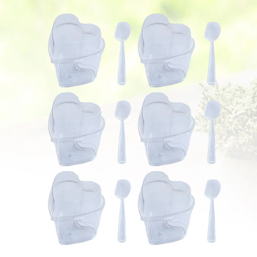 

10 set 150Ml Heart Shape Pudding Cup Transparent Dessert Container For Mousse Jelly Yogurt Ice Cream Salad Dressing Clear