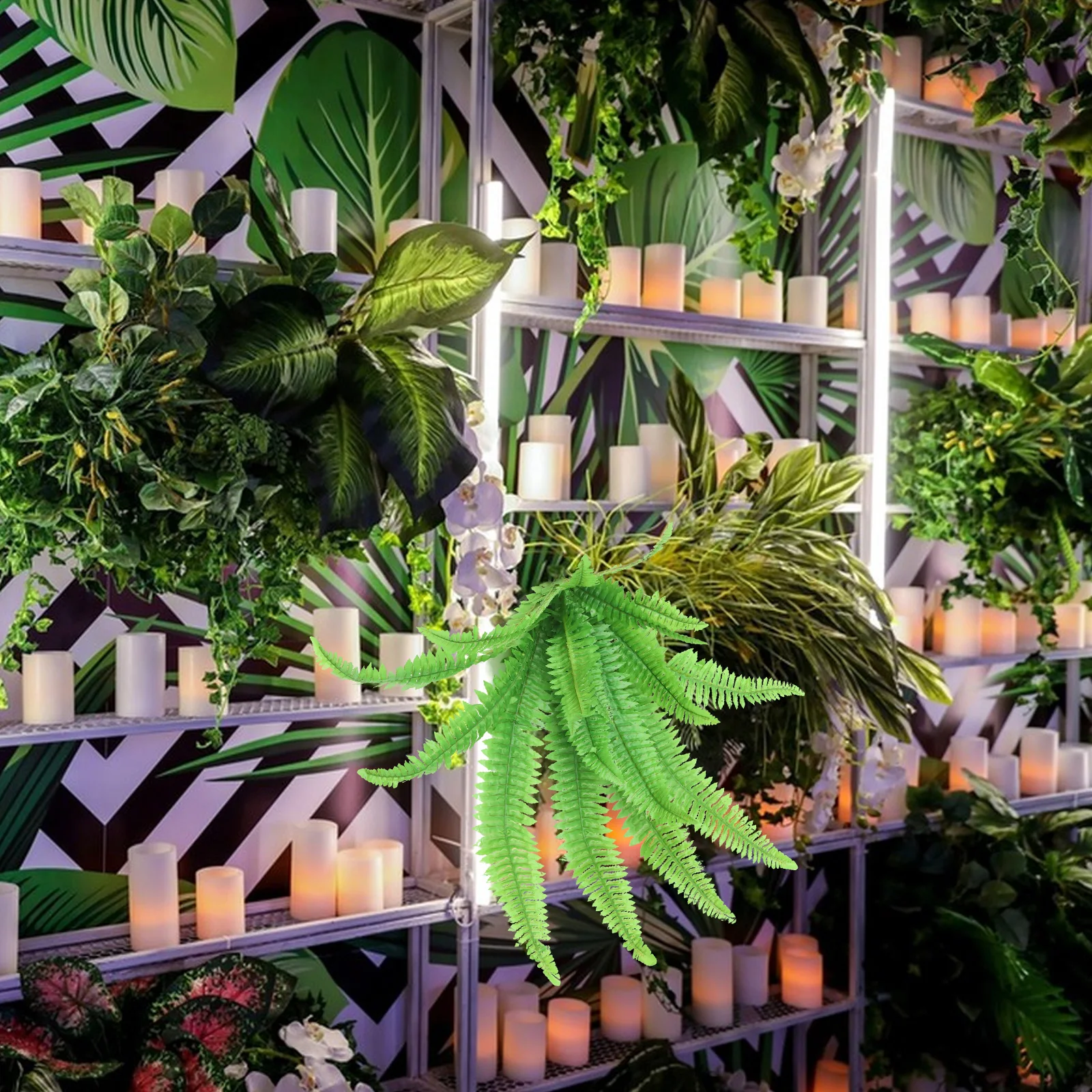 

Large-leaf Decor Fern Artificial Green Wall Hanging Artificial Hanging Plants Indoor Decor Indoor Faux Plants Home