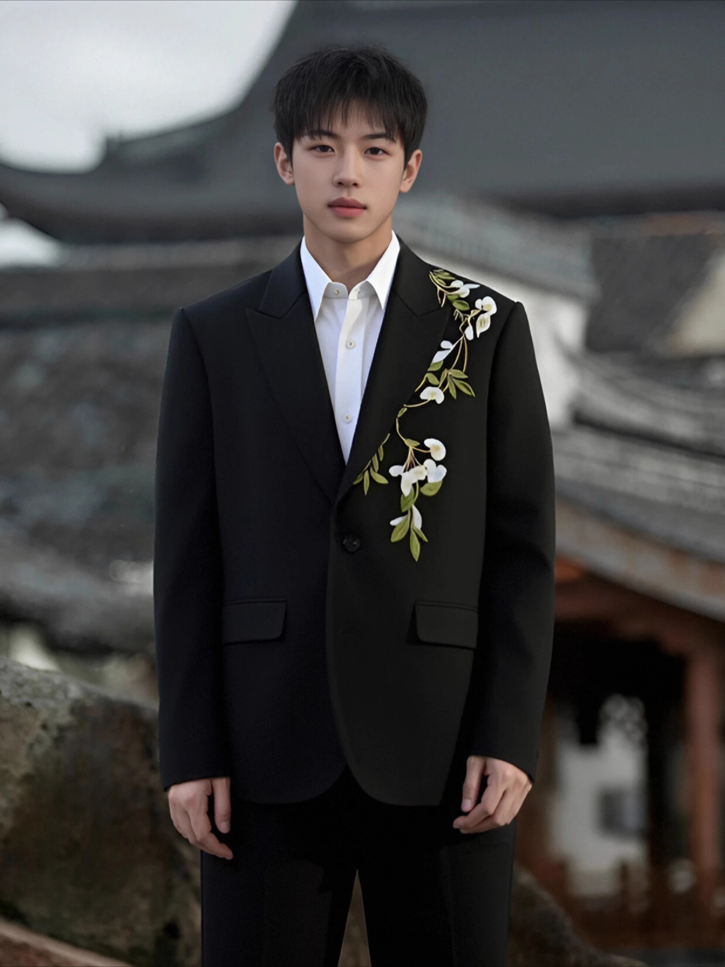 2025 Autumn New Chinese Style Men's Suit Jackets Floral Embroidery Long Sleeve Blazers Male Trendy Color Matching Tailored Coats