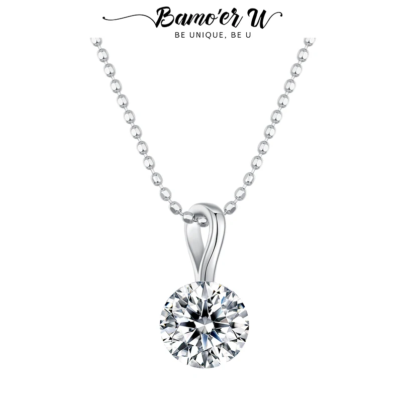 

Вращающееся ожерелье Bamoer U 1CT с муассанитом, стерлинговое серебро 925 пробы, ожерелье с подвеской в виде ореола для женщин, сверкающий подарок на годовщину