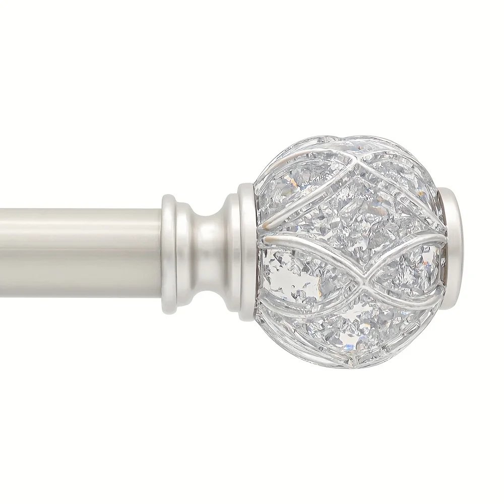 

Curtain Rod, Adjustable Single Curtain Rod Suitable for 16 to 118 Inch Windows, Decorative Splicing Curtain Rod with Crystal Tra