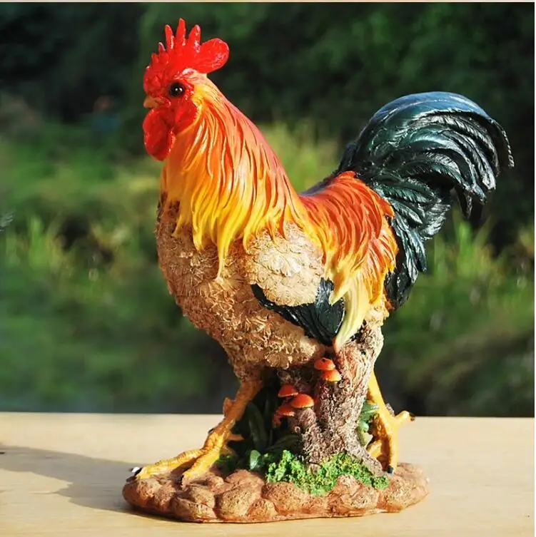 European Lucky Fortune Feng Shui Big Rooster Hen Chicken Decoration Living Room TV Cabinet Crafts Resin Ceramic Zodiac