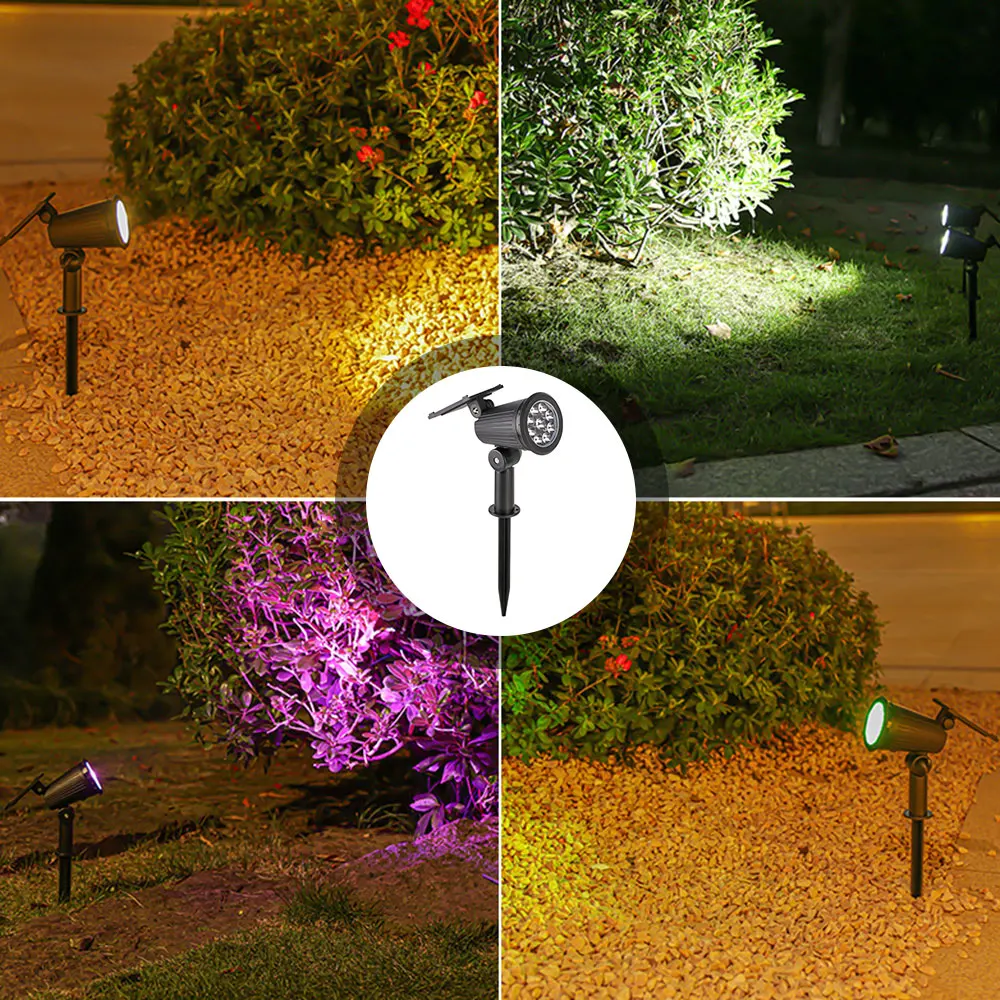 Solar LED Lawn Lamp Adjustable Garden Pathway Light Outdoor Waterproof Garden Light Color Changing Spotlight Yard Landscape Lamp