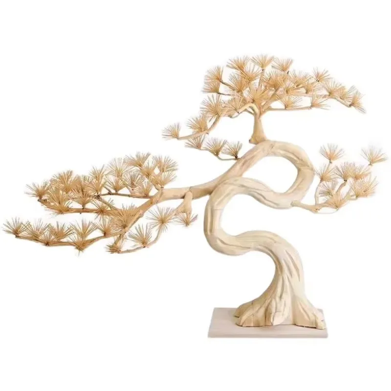 Wooden Tree Vertical Sculpture Artificial Pine Bonsai for Home Hotel Restaurant Decoration