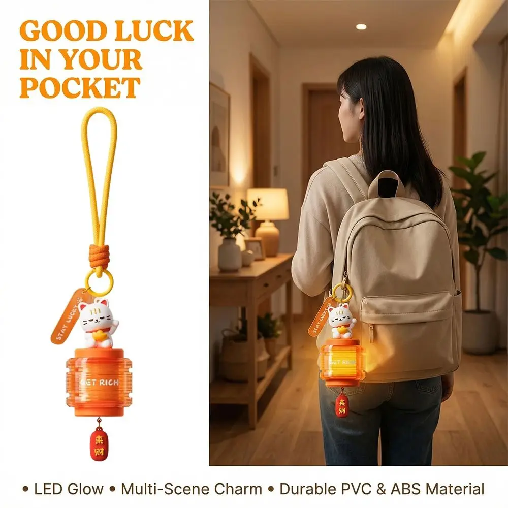 Mini Size Lucky Cat Lantern Warm White Creative Ornament Fortune Cat Night Light Hanging Pendant Portable Design