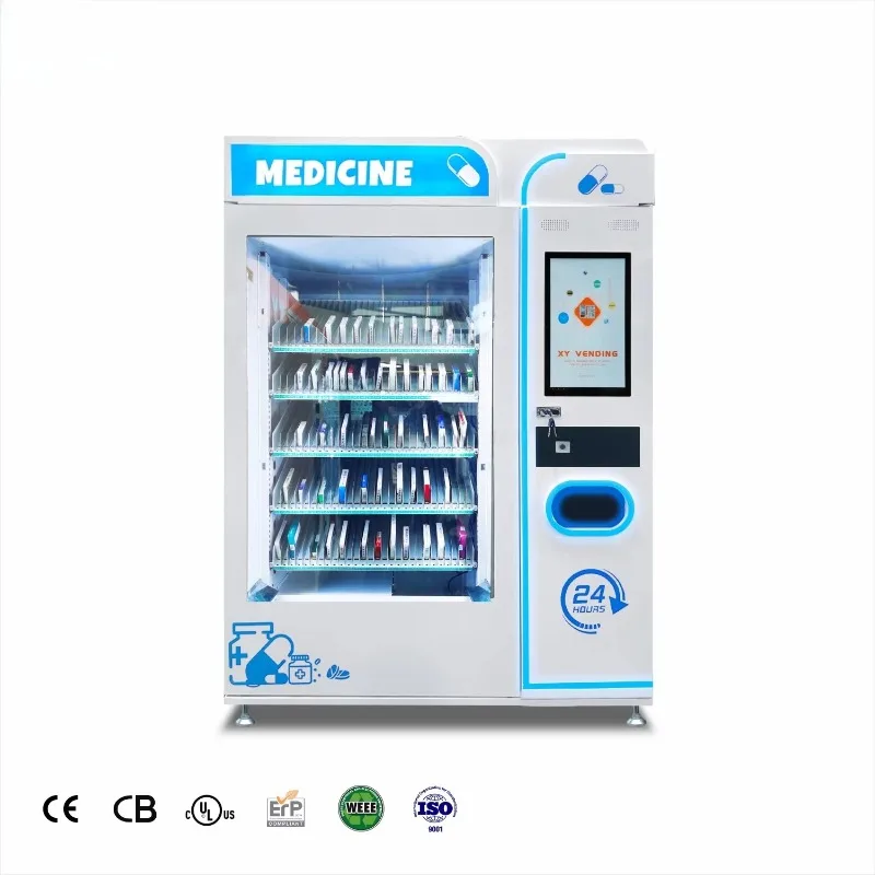 

Индивидуальный 22-дюймовый сенсорный фармацевтический торговый автомат из нержавеющей стали с компрессорным охлаждением и подъемной системой