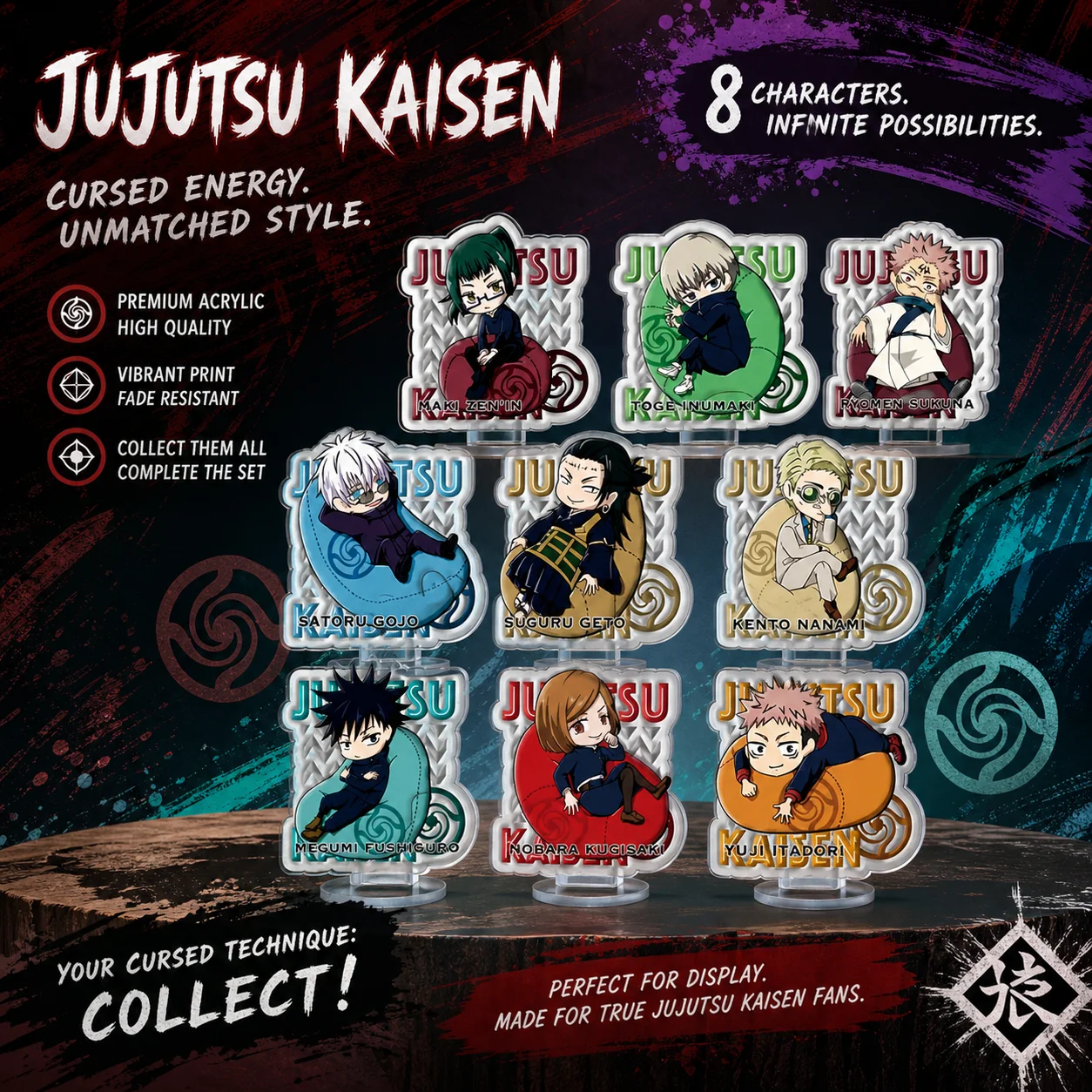 

Jujutsu Kaisen Yuji Itadori Megumi Fushiguro Acrylic Stand Nine Piece Set Anime Figure Display