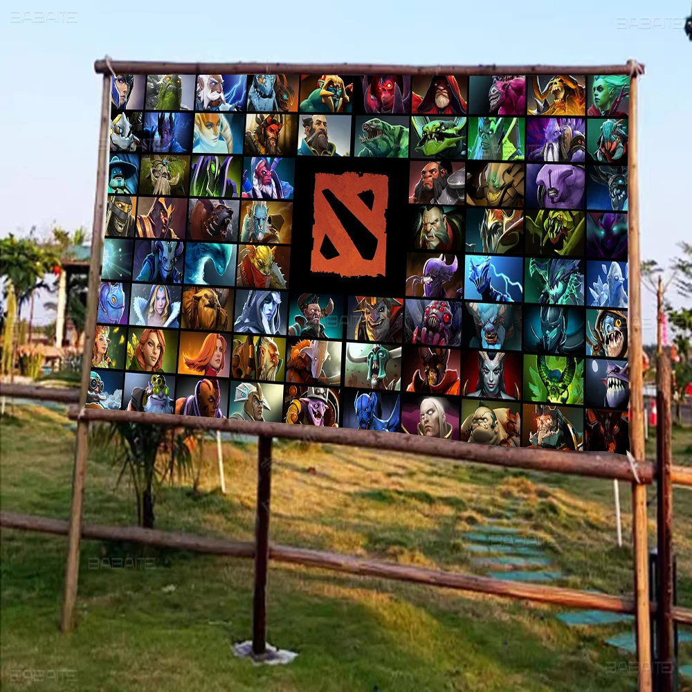 Dota 2 Retro Flags Multiple Choice Living Studio Booth Interior Decoration Banner