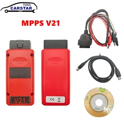 Newest MPPS V21 With Reset Button Life Time Use Mpps Full Chip With Breakout Tricore Cable OBD2 ECU Chip Tuning Tool