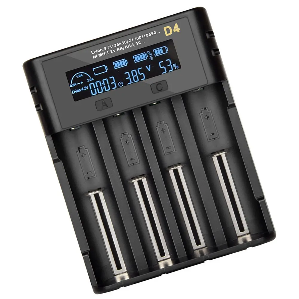4 Bay Battery Charger USB Powered for Aa Aaa Batteries Multiple Protection Anti Reverse Flame Resistant Fully Charged