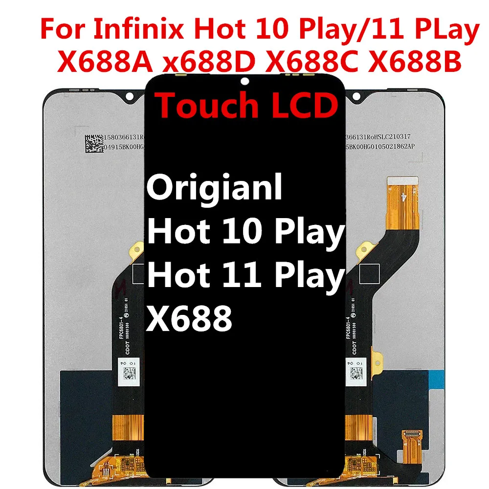 

6.82" For Infinix Hot 11 Play LCD Display Screen Touch Panel Digitizer For Infinix Hot 10 Play X688 x688D X688C X688B Display