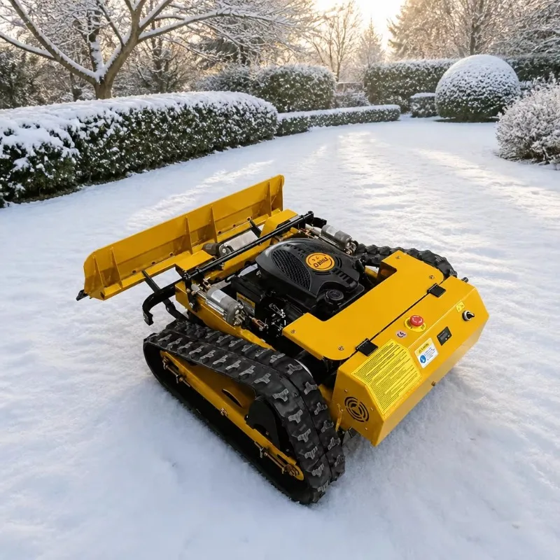 Dual Purpose Remote Control Snow Plow and Lawn Mower 24V Brushless for Winter Snow Removal Summer Grass Cutting