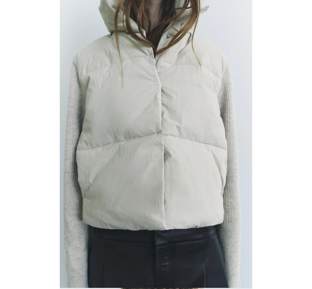 ETJ 2025 new product women's fashionable knitted patchwork stand-up collar long-sleeved cotton jacket warm jacket coat