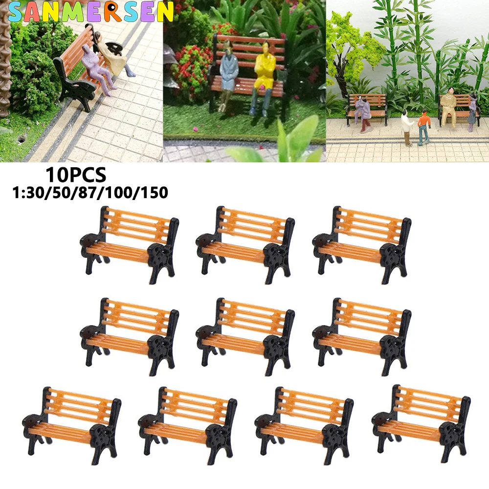 10Pcs 1:30/50/87/100/150 HO Scale Model Train Bench Chair Settee Street Park Railway Layout Plastic Crafts Home Decor Kids Toys