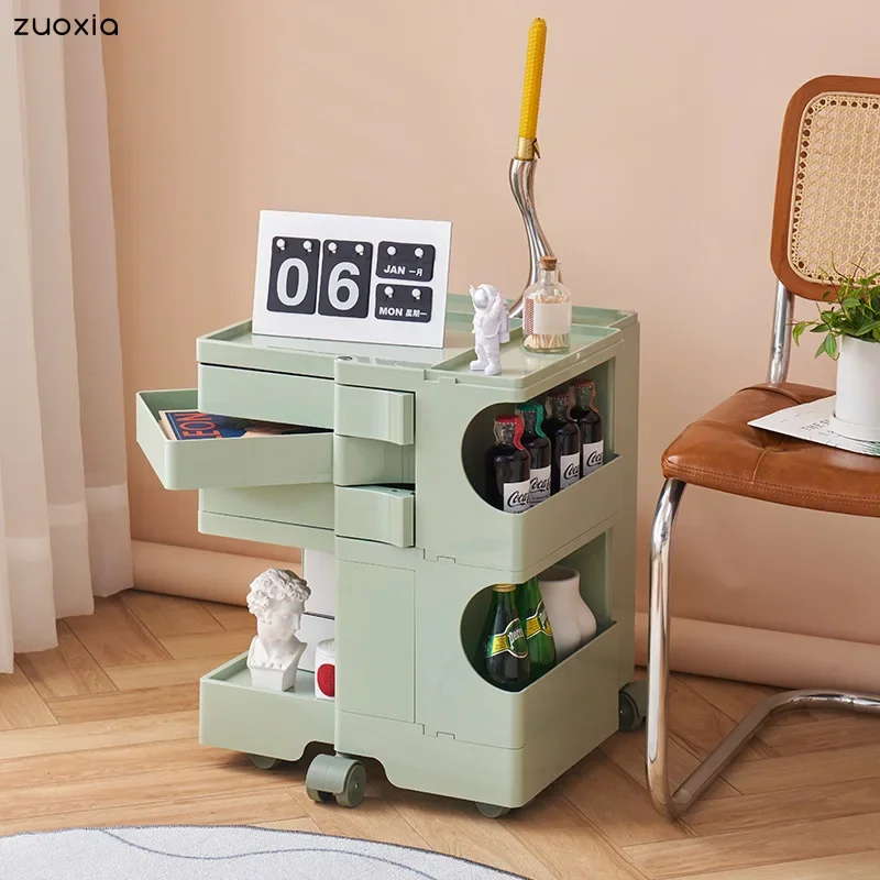 

Internet celebrity storage living room furniture rotating bedside table wheeled mobile trolley
