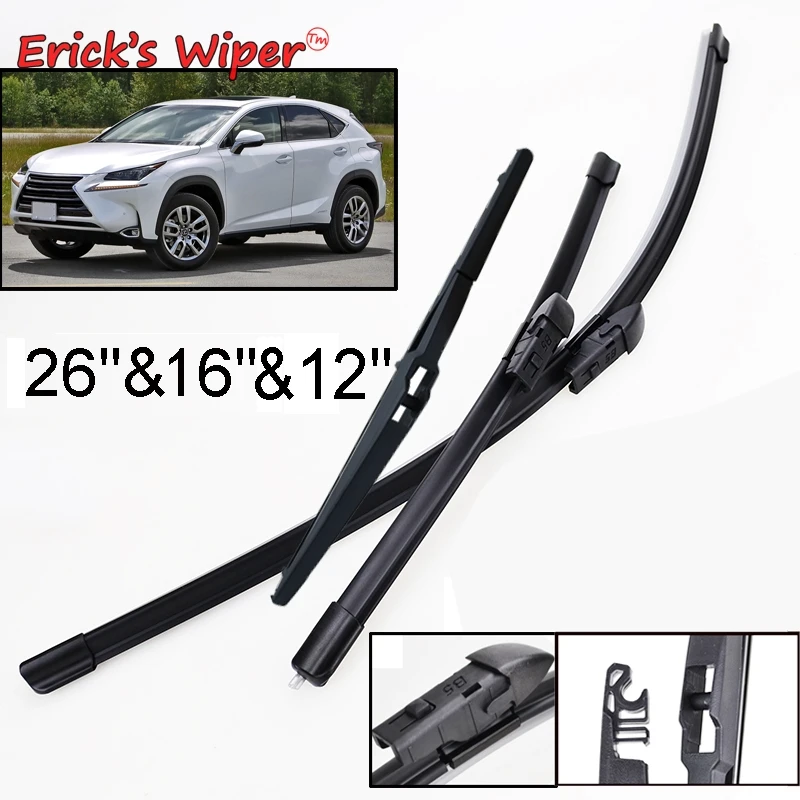 

Комплект передних и задних щеток стеклоочистителя Erick для Lexus NX Series NX200 NX200t NX300h 2014-2019, лобовое стекло 26 "16" 12"