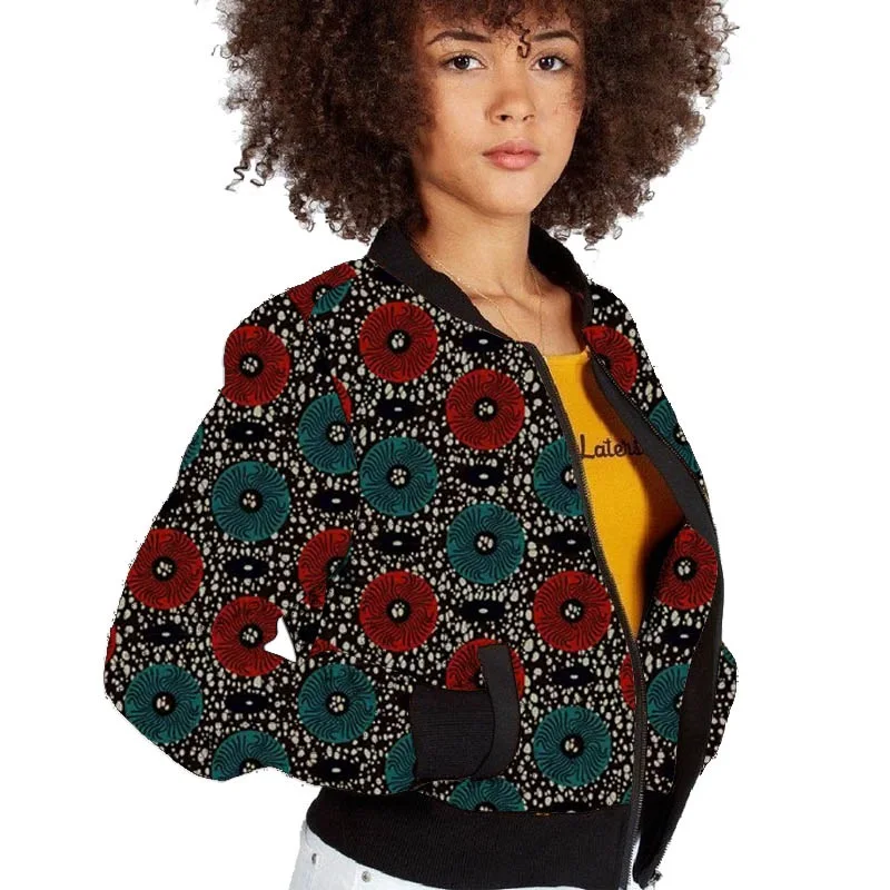 Elegant Women Ankara Outfit Colorful Bomber Jackets New Arrivals African Style Female Baseball Coat