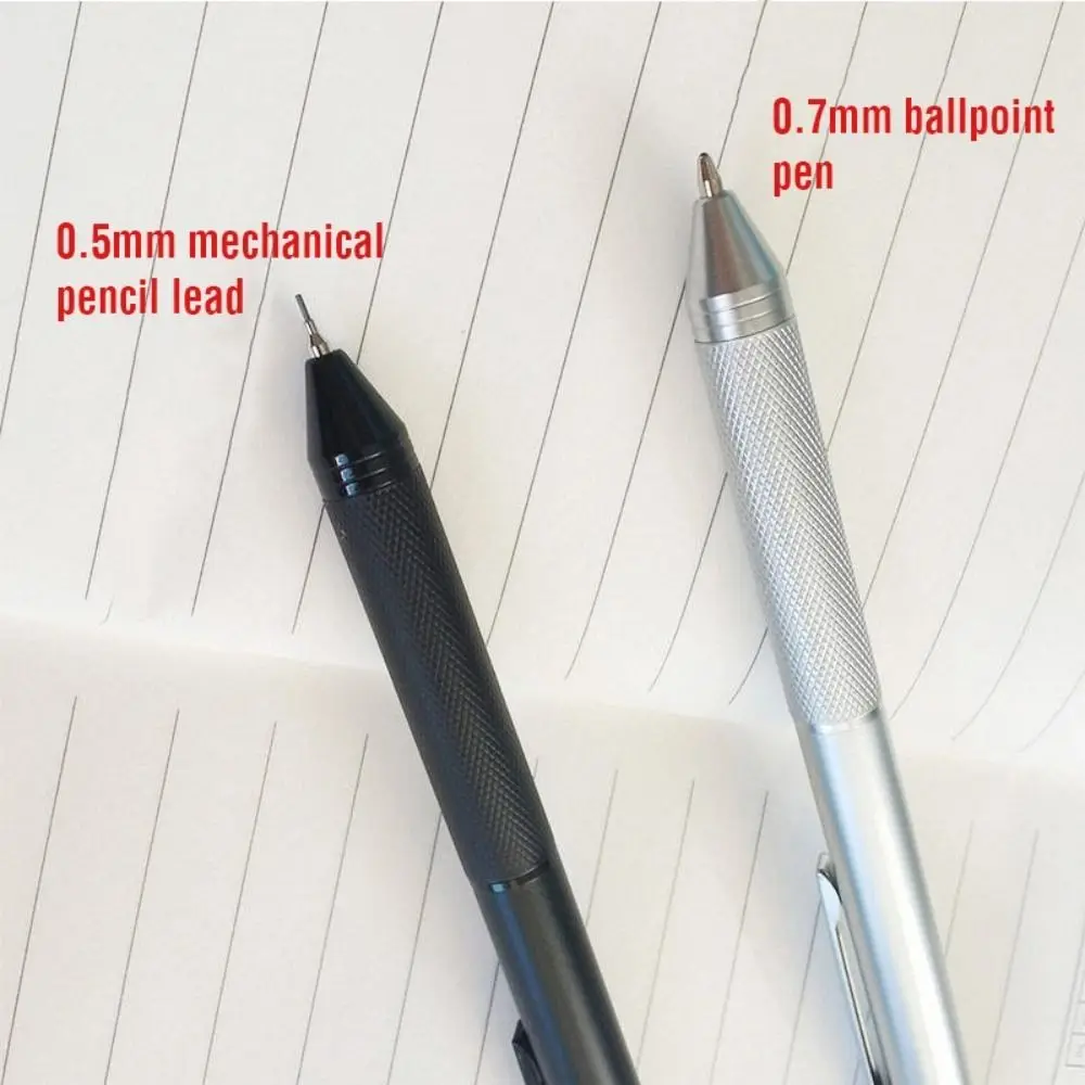 Simple Metal Multifunction Pen Press Type Gravity Sensor 0.5mm Mechanical Pencil 4-in-1 Writing Pen Student