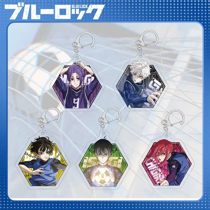 Anime Figure Isagi Yoichi Bachira Meguru Chigiri Hyoma Key Ring Acrylic Key Chain Trendy Creative Model Plate Anime Peripherals